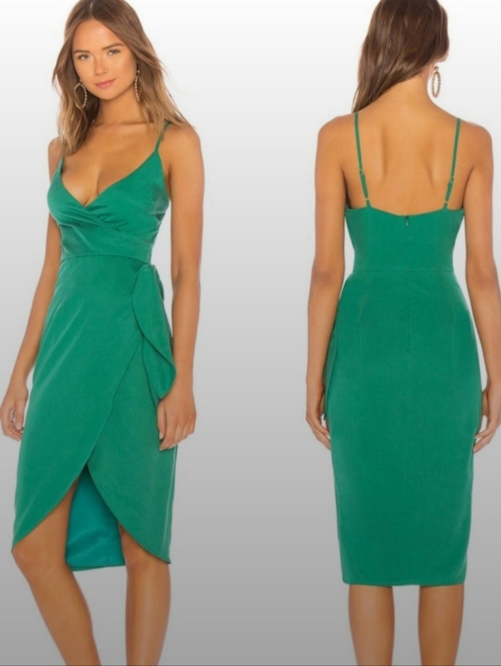 Lovers + Friends Emerald Green Wrap Midi Dress